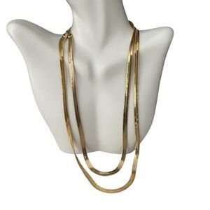Melinda Maria Double Herringbone Gold Necklace